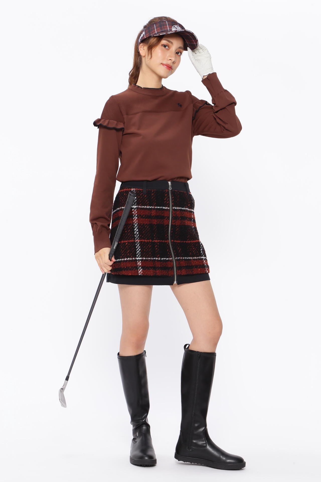 TEXBRIDニットライクハーフ×ロービングビッグチェック スカート