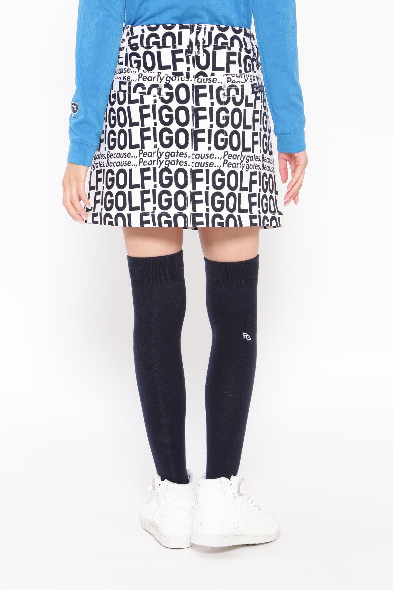 GOLF柄 (大) コットンストレッチカルゼ表ピーチ 5ポケットスカート