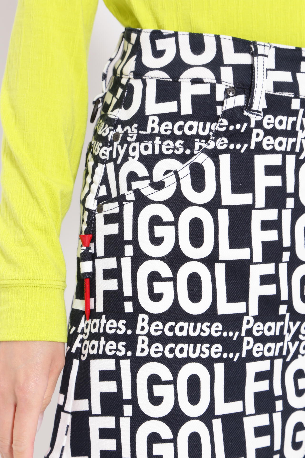 GOLF柄 (大) コットンストレッチカルゼ表ピーチ 5ポケットスカート