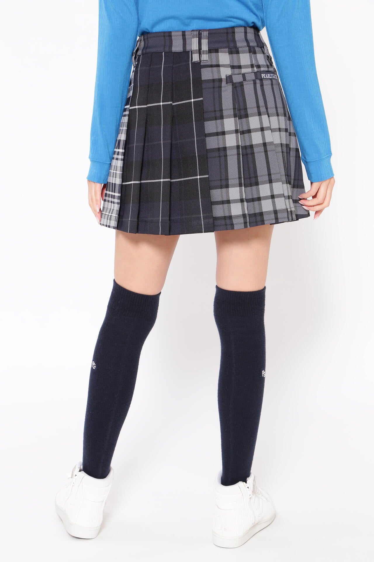 マルチチェック ポリエステルストレッチチェック プリーツスカート