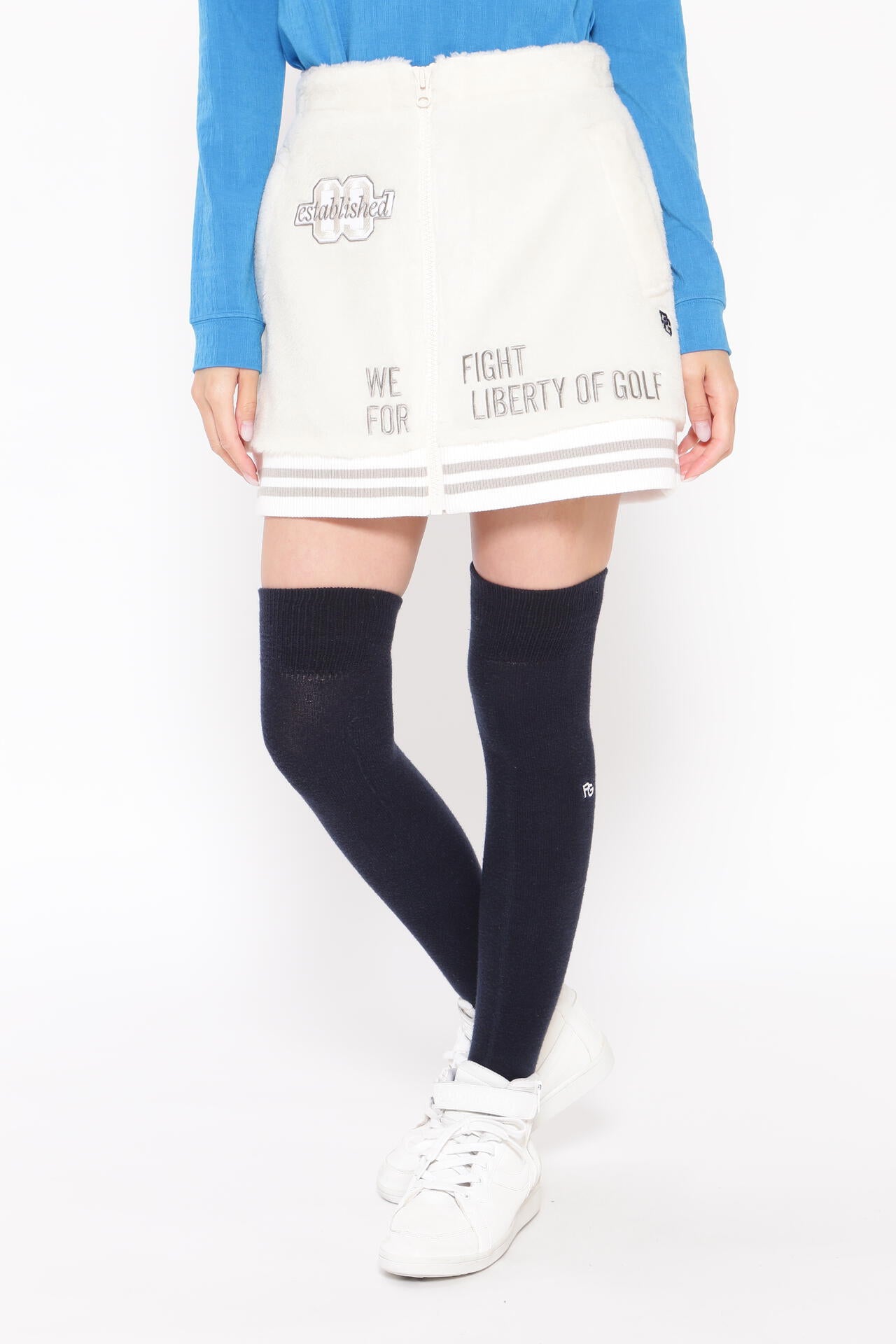 アクリルポリエステルボア フロントジップスカート ＜カレッジロゴ