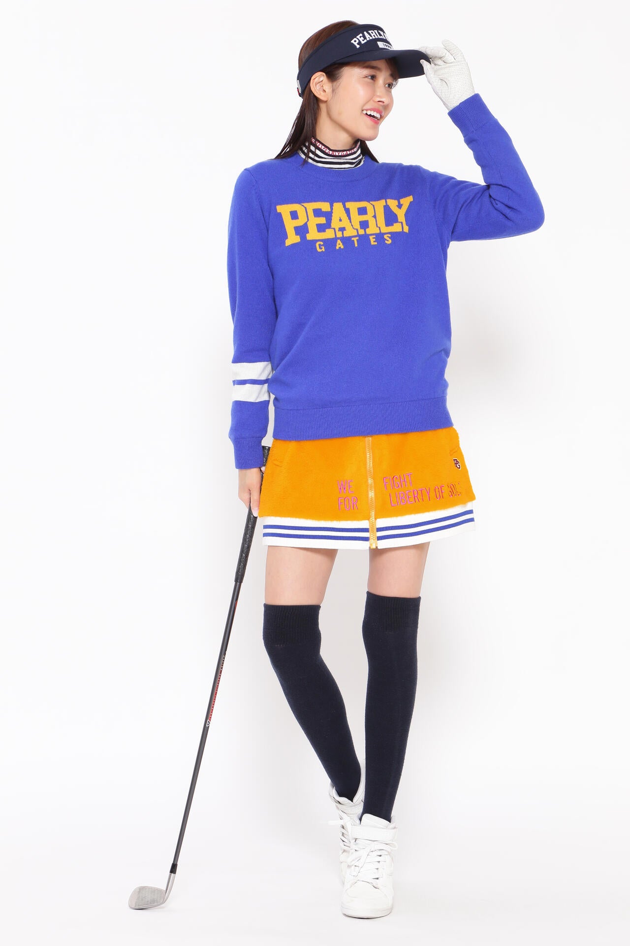 PEARLY GATES カレッジロゴ ボア フロントジップスカート 【公式通販】