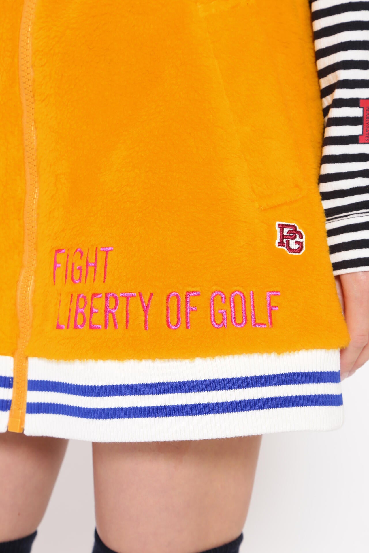 アクリルポリエステルボア フロントジップスカート ＜カレッジロゴ