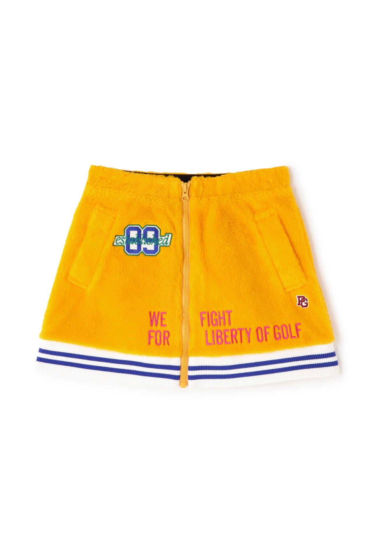 アクリルポリエステルボア フロントジップスカート ＜カレッジロゴ