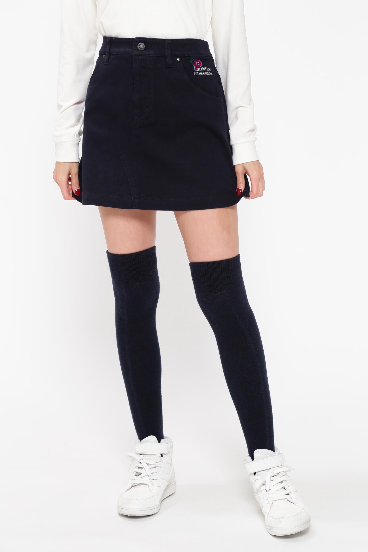 コットンストレッチツイル 表ピーチ裏起毛 5ポケットスカート | PEARLY