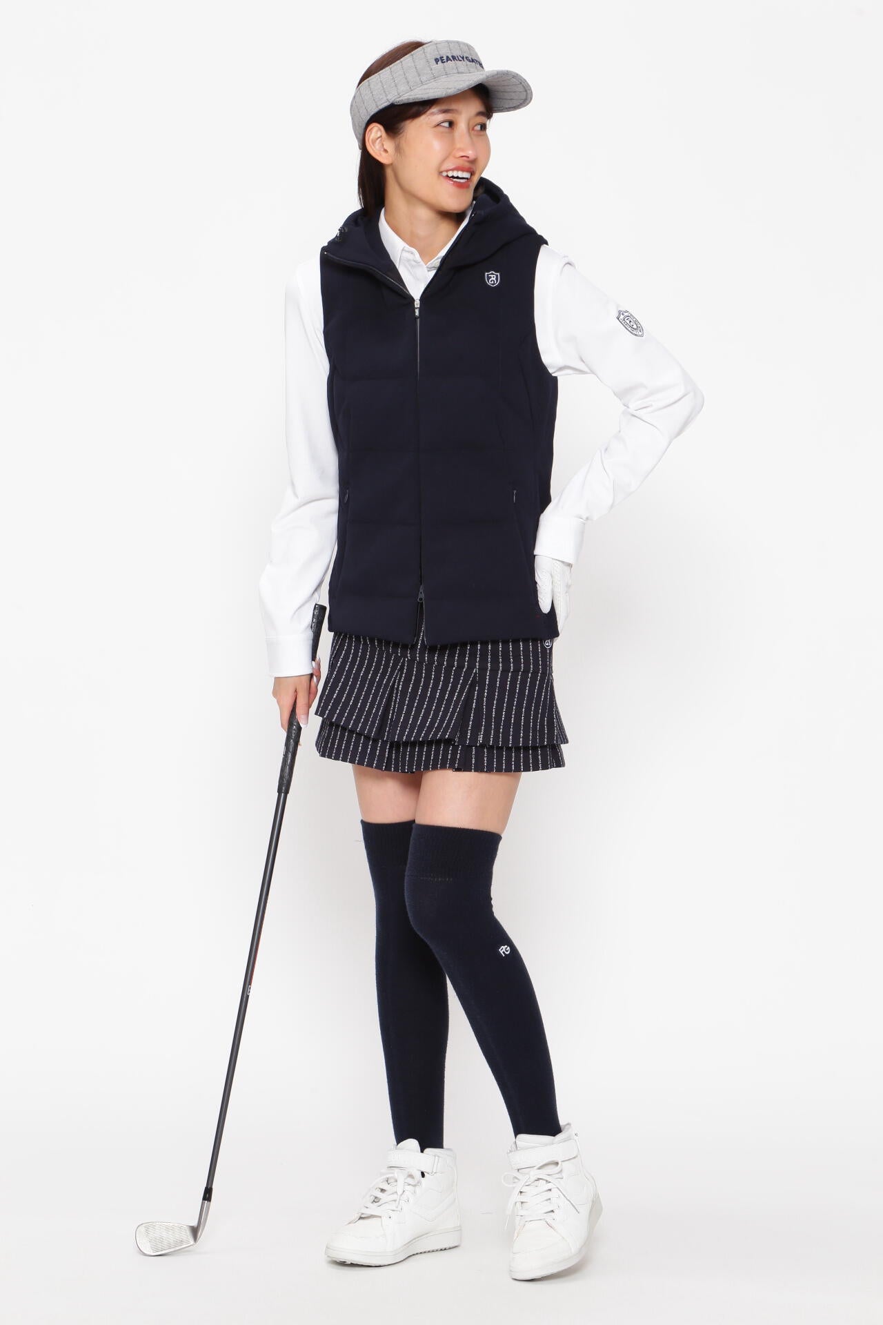 強ストレッチ スカート ＜PGロゴストライプ＞