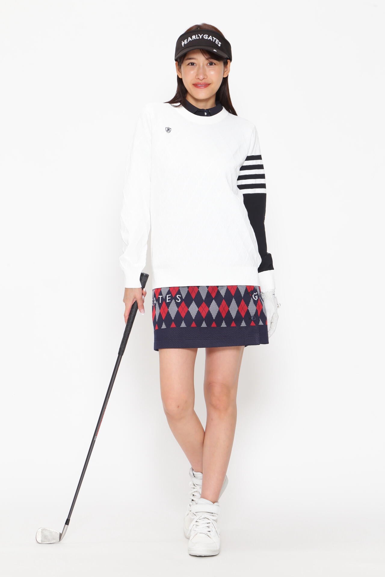 PEARLYGATES ロゴカットジャガード スカート ペイントロゴ　2サイズ PEARLYGATES ロゴカットジャガード スカート ペイントロゴ 2サイズ