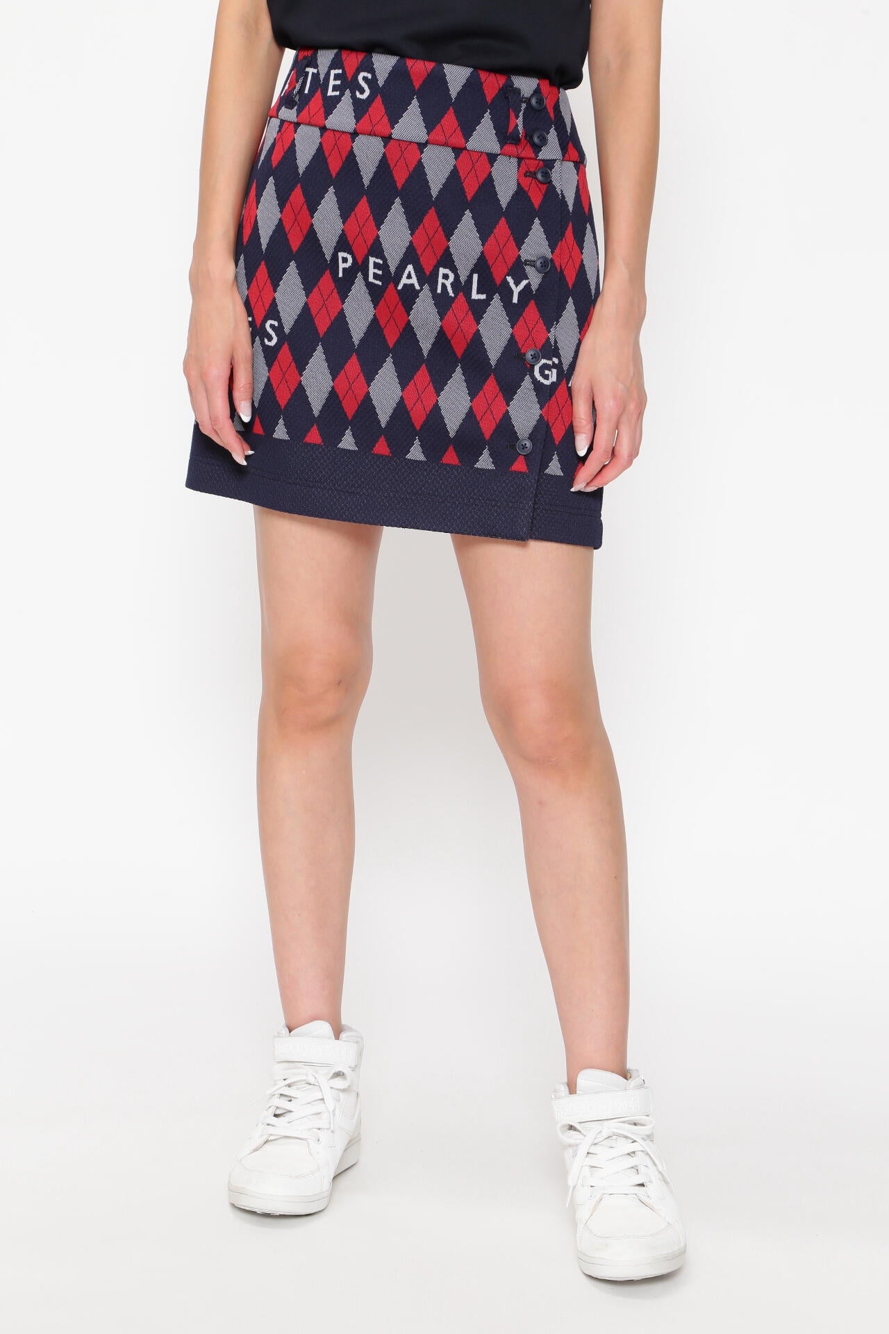 PEARLYGATES ロゴカットジャガード スカート ペイントロゴ　2サイズ PEARLYGATES ロゴカットジャガード スカート ペイントロゴ 2サイズ