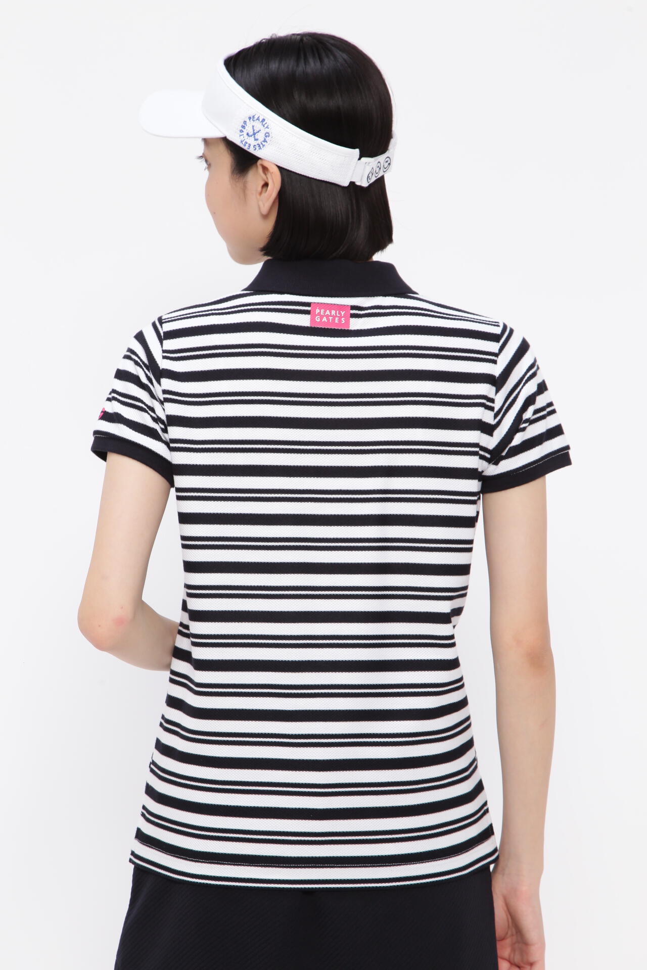 裏使いハニカムボーダー 半袖ポロシャツ