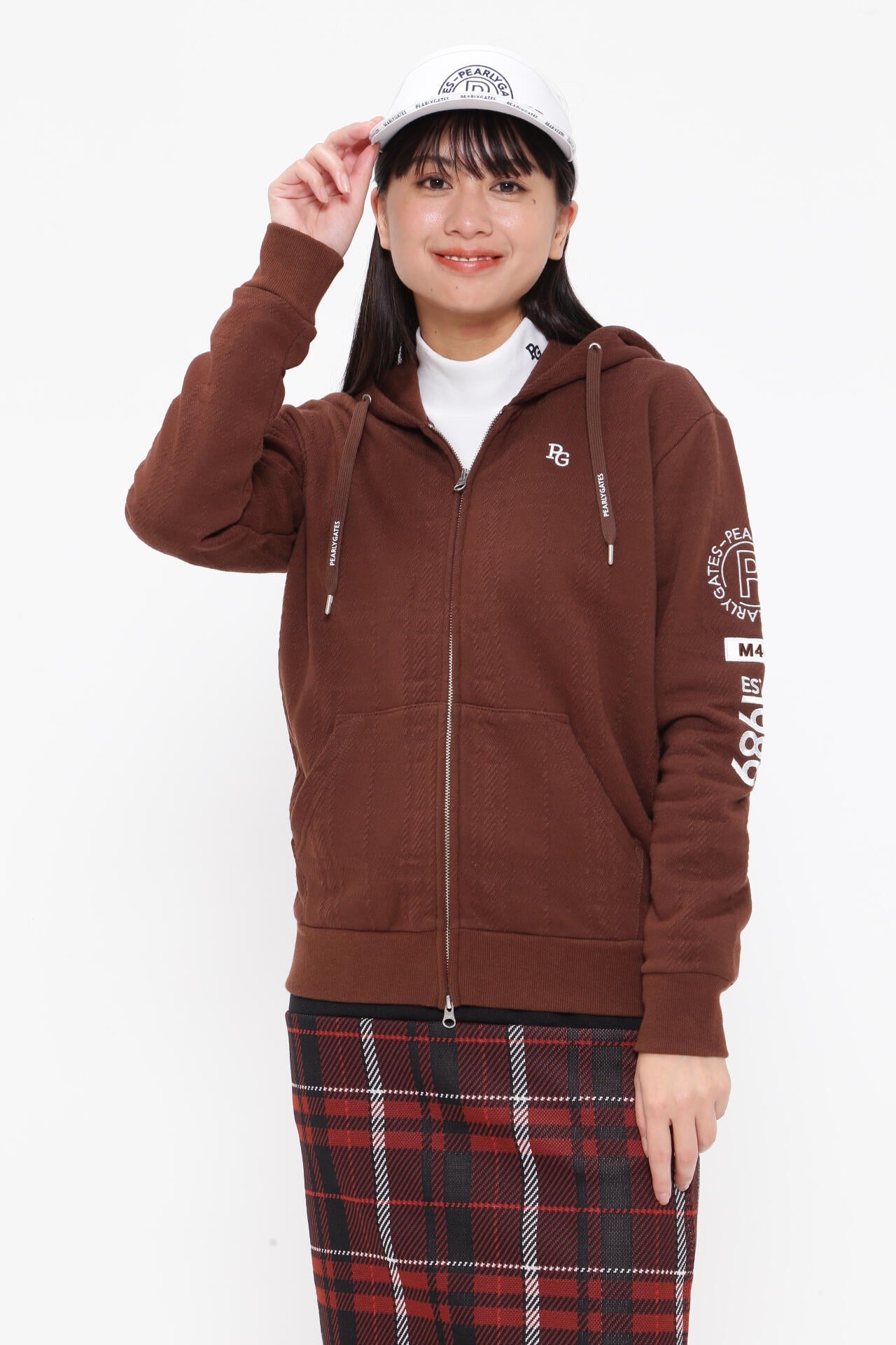 PEARLY GATES コットン裏毛 フルジップフーディパーカー コットン裏毛ジャガード フルジップフーディジャケット | PEARLY GATES