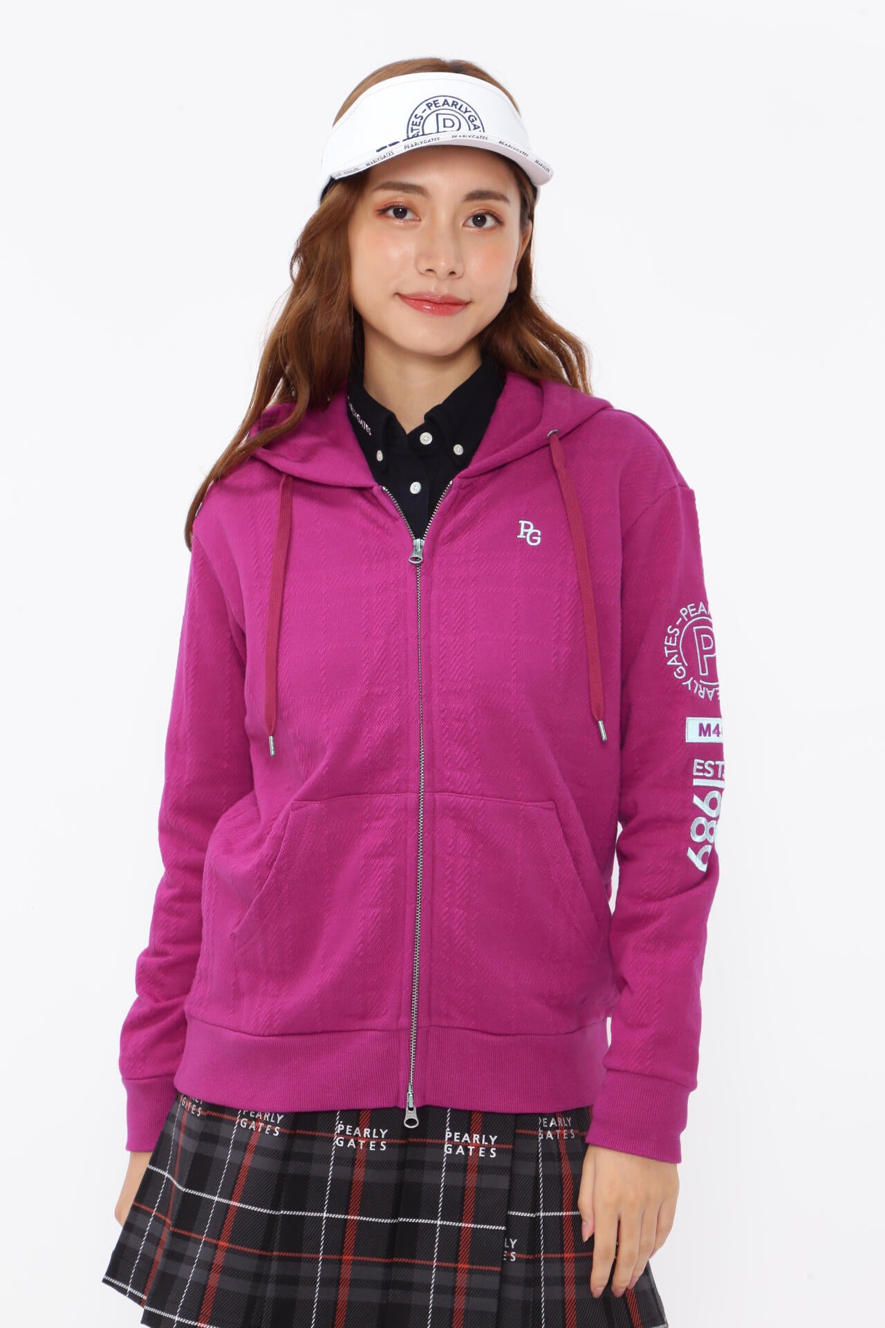 コットン裏毛ジャガード フルジップフーディジャケット | PEARLY GATES