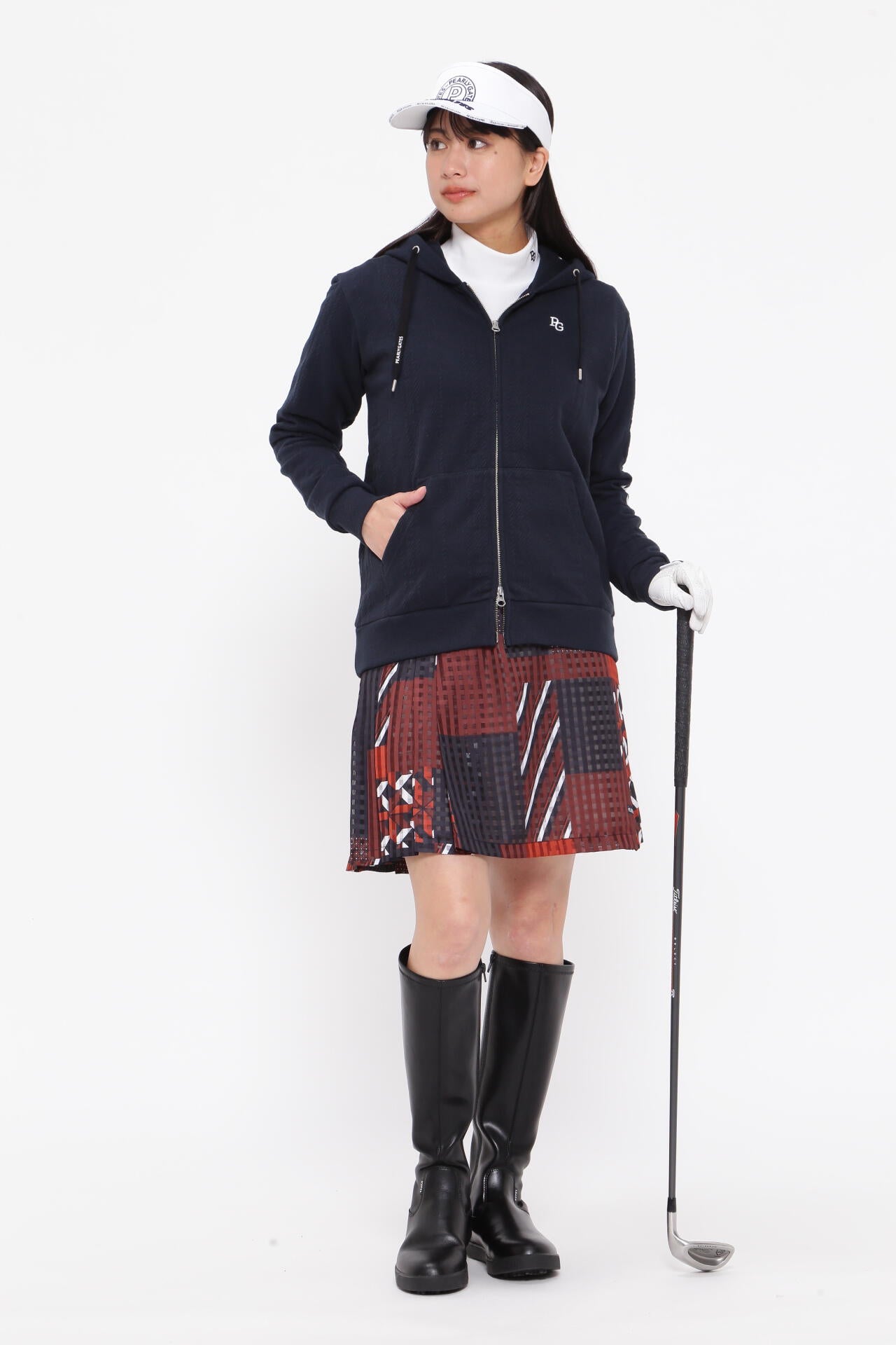 コットン裏毛ジャガード フルジップフーディジャケット | PEARLY GATES