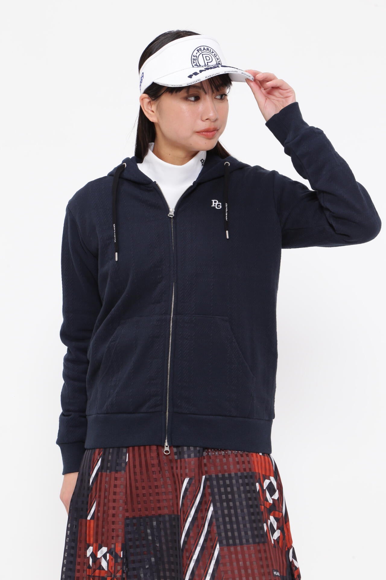 コットン裏毛ジャガード フルジップフーディジャケット | PEARLY GATES