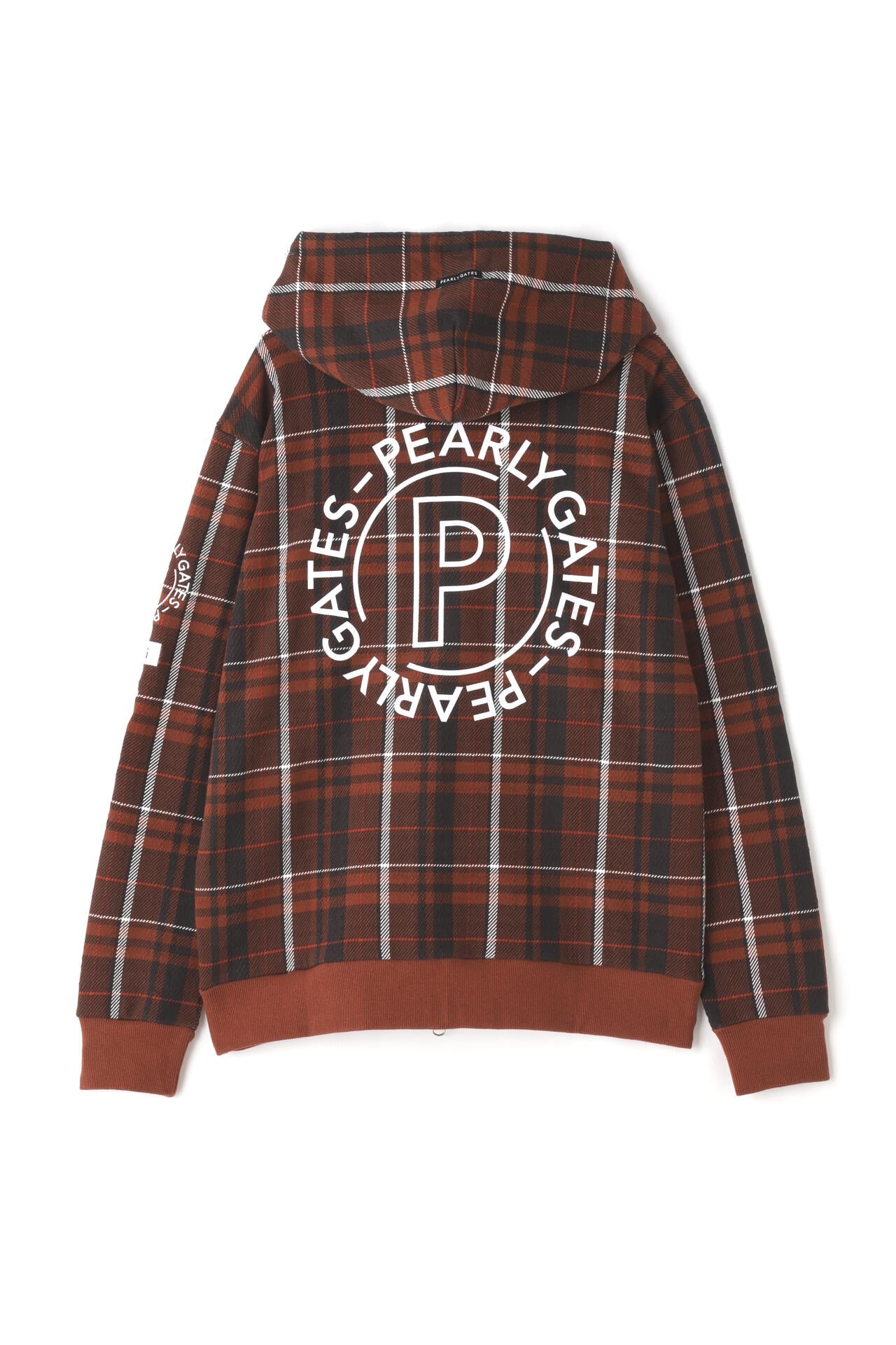 PEARLY GATES チェック柄 裏起毛パーカー コットン裏毛ジャガード フルジップフーディジャケット ＜CHECK