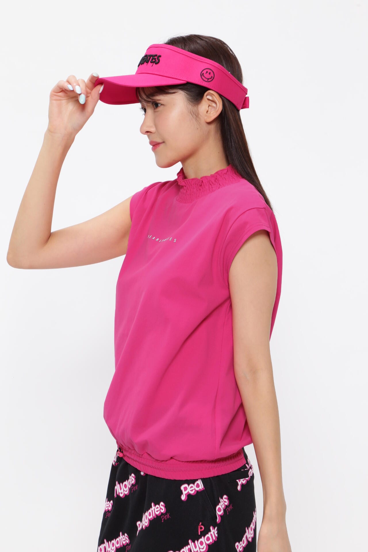 MFY裏カノコ シャーリングネックカットソー ＜Pink with BLACK＞