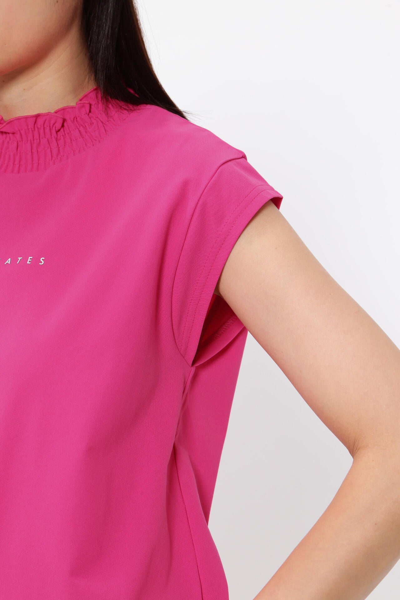 MFY裏カノコ シャーリングネックカットソー ＜Pink with BLACK＞