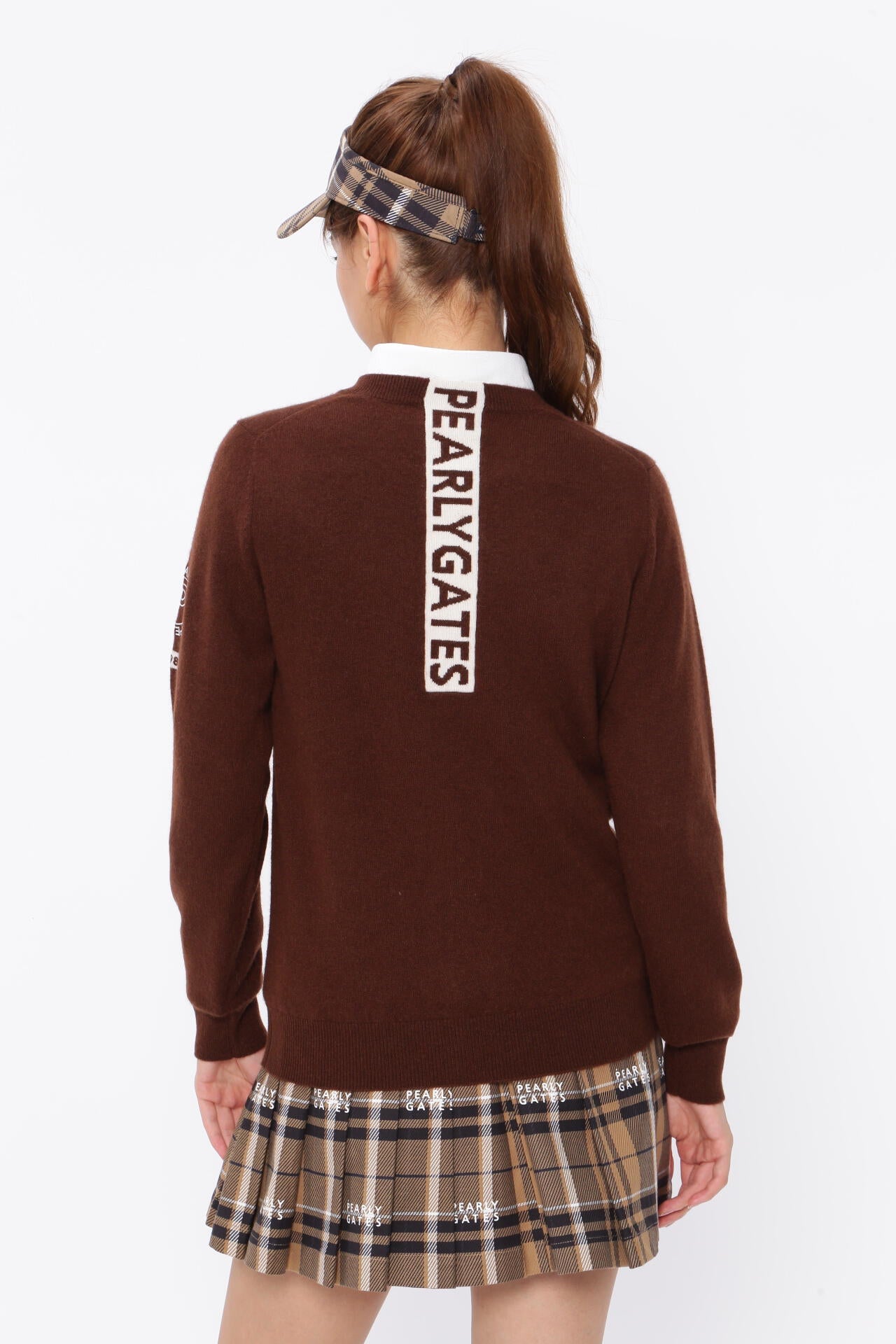 新品PEARLY GATES サイズ1カシミヤ混総柄ニットベスト ¥37.400 12G部分ジャガードカシミヤ100クルーネックニットプルオーバー