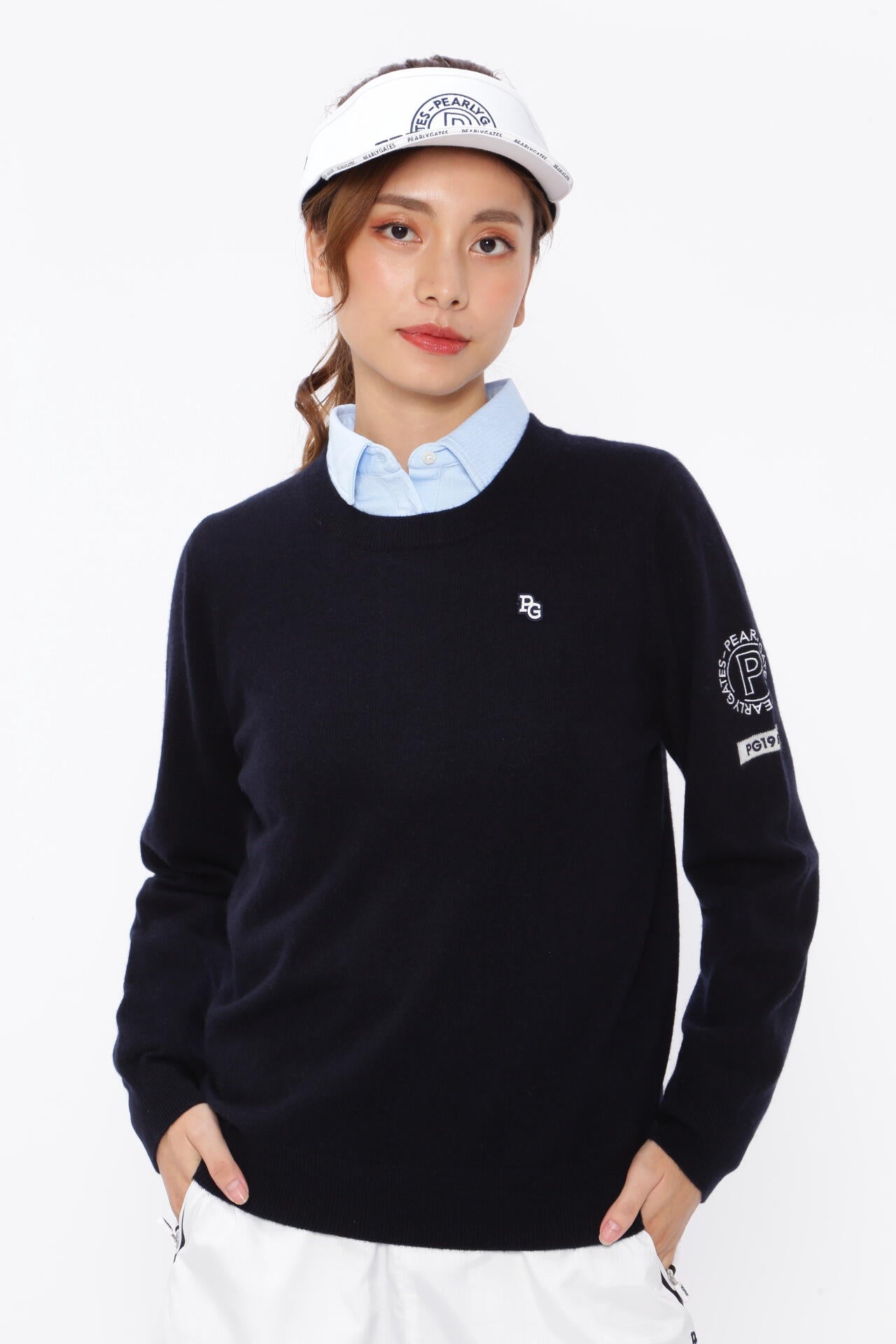 PEARLY GATES カシミア天竺 プルオーバー カシミア天竺 クルーネックニットプルオーバー ＜CHECKシリーズ