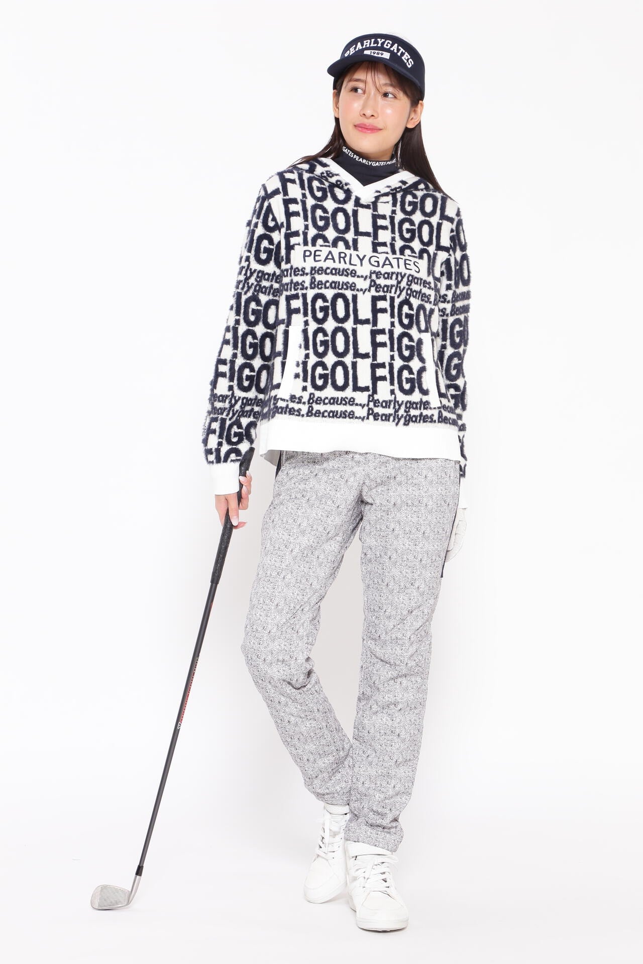 GOLF柄ジャガード ニットフーディプルオーバー ＜GOLFロゴ＞