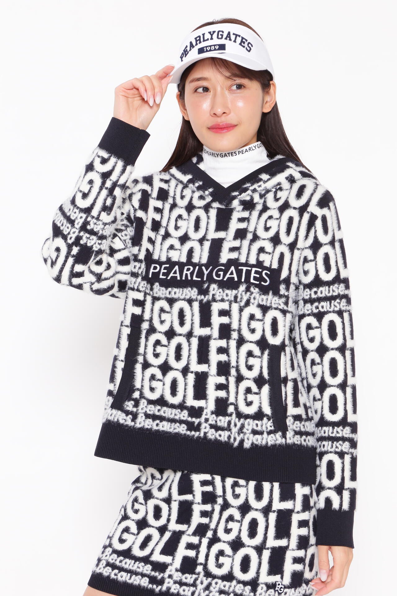 GOLF柄ジャガード ニットフーディプルオーバー ＜GOLFロゴ＞