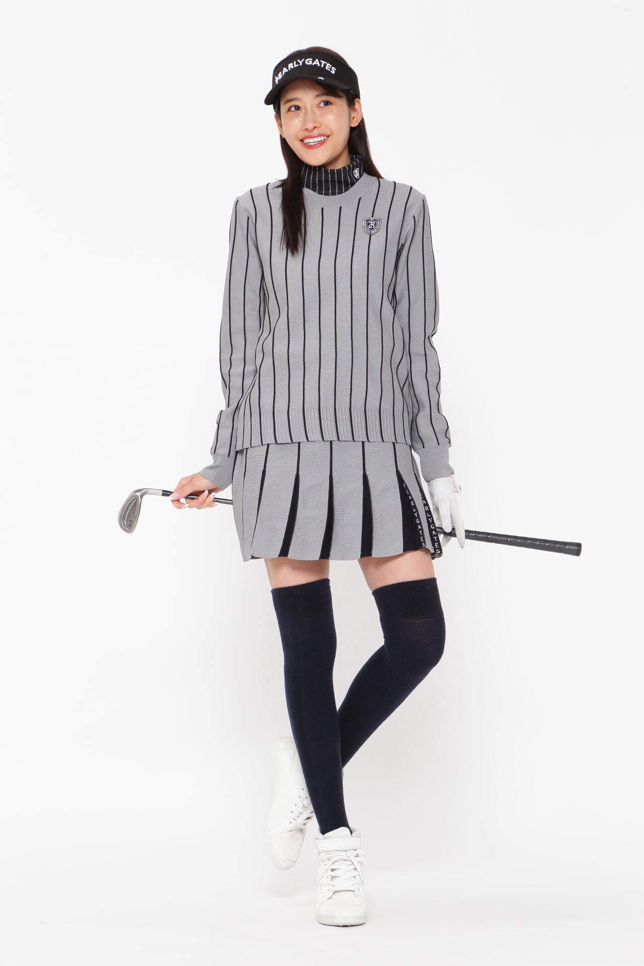 クルーネックニットプルオーバー ＜PGロゴストライプ＞ | PEARLY GATES