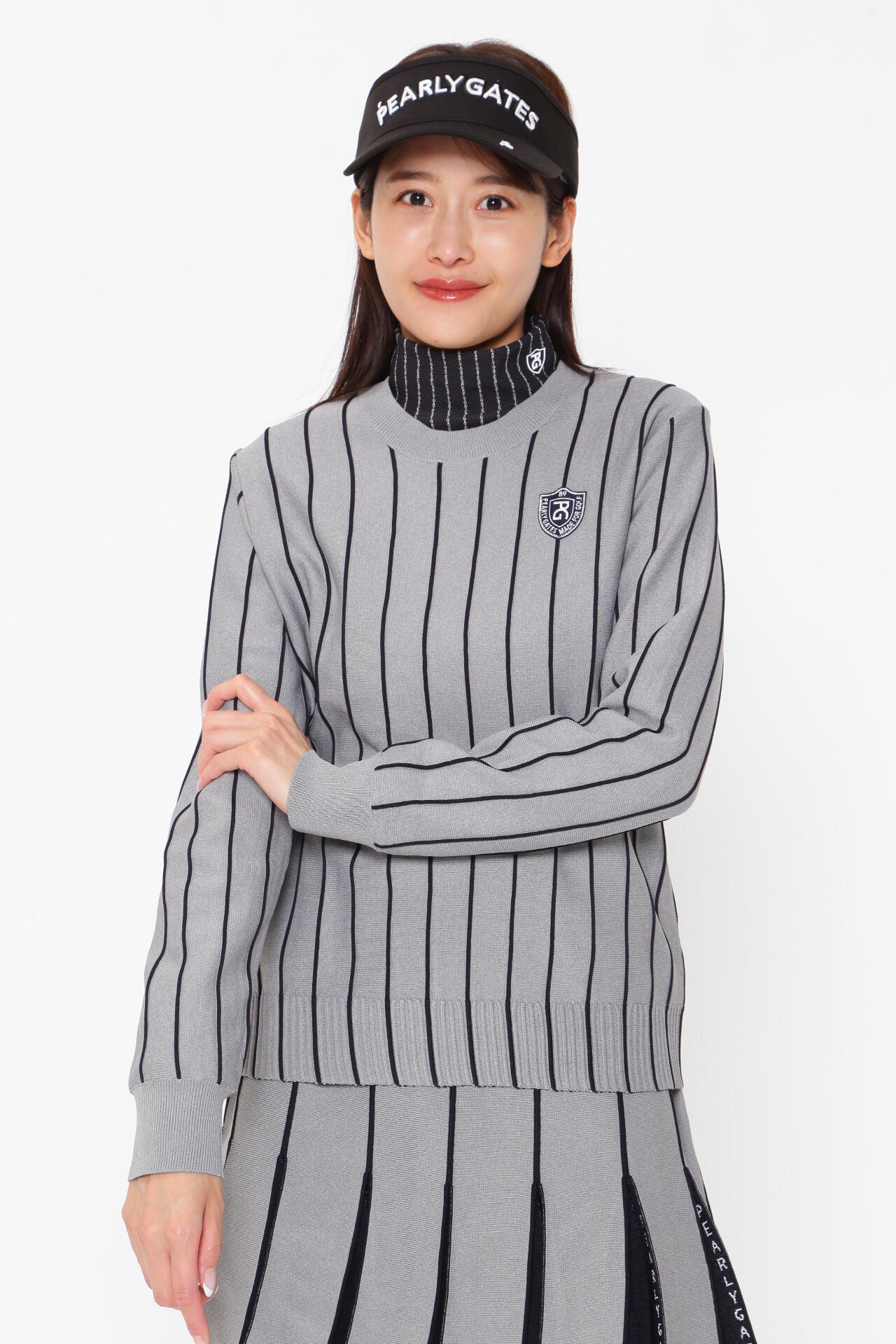 クルーネックニットプルオーバー ＜PGロゴストライプ＞ | PEARLY GATES