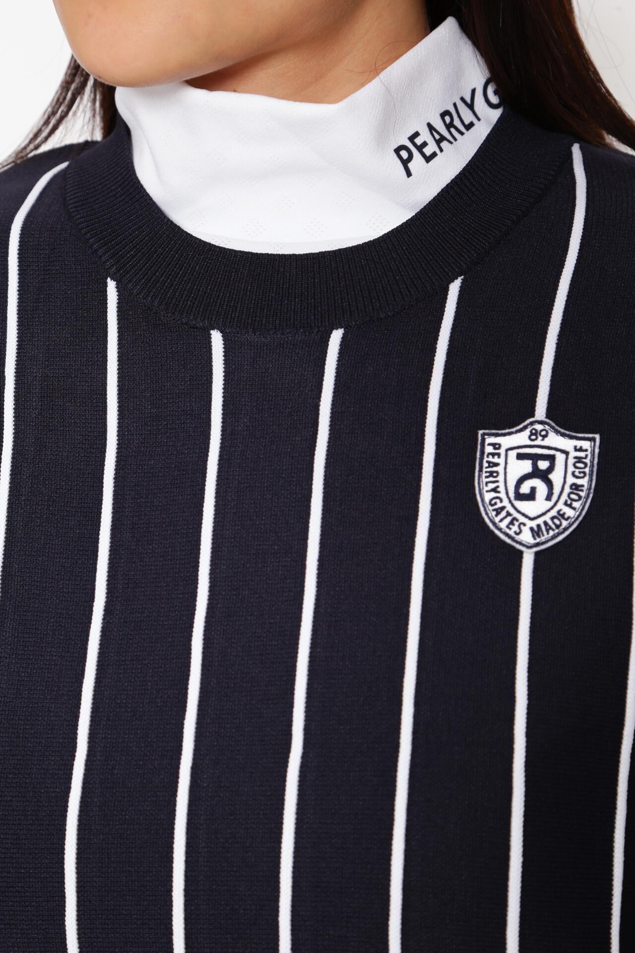 クルーネックニットプルオーバー ＜PGロゴストライプ＞ | PEARLY GATES