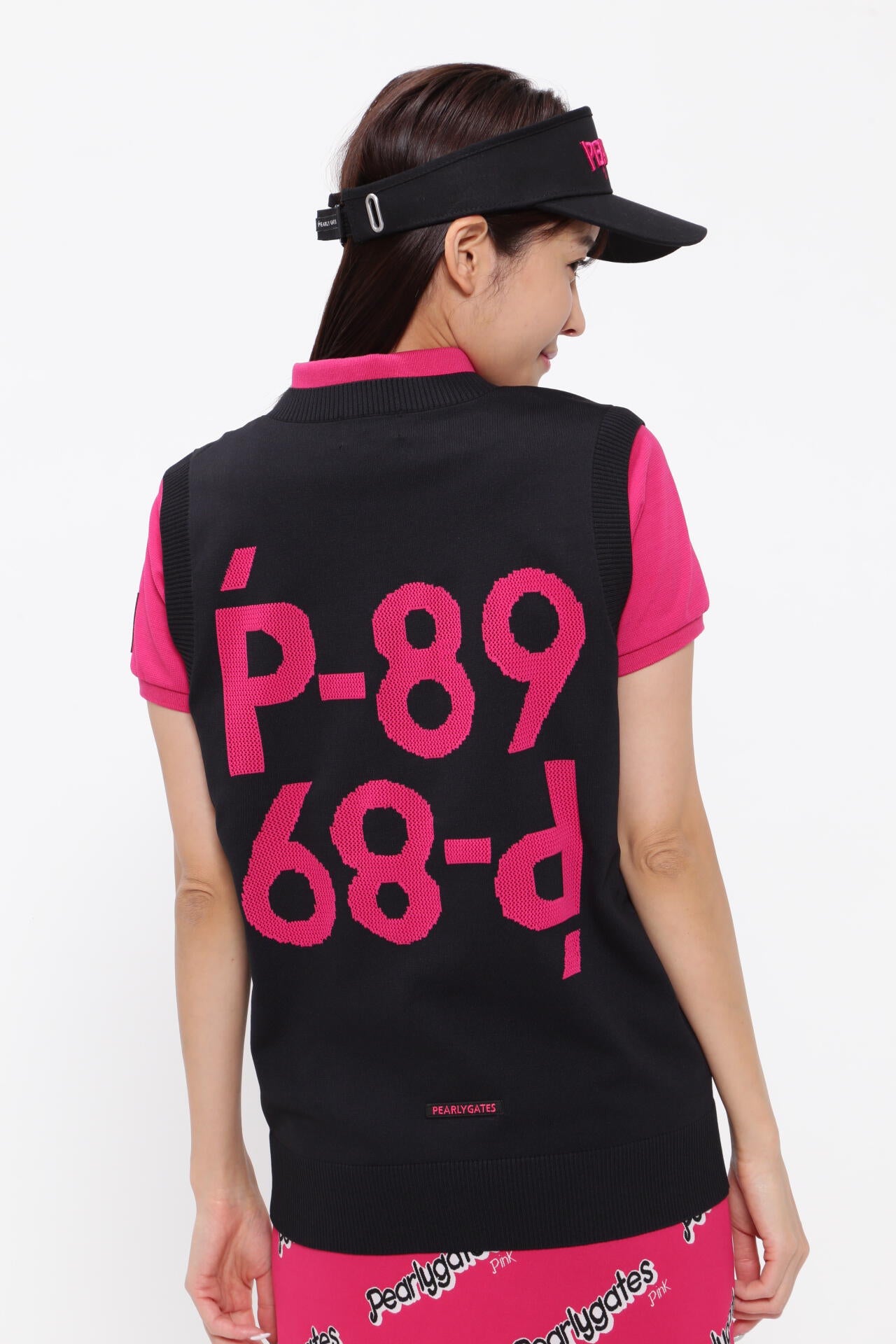 光栓50 Vネックニットベストプルオーバー ＜Pink with BLACK＞