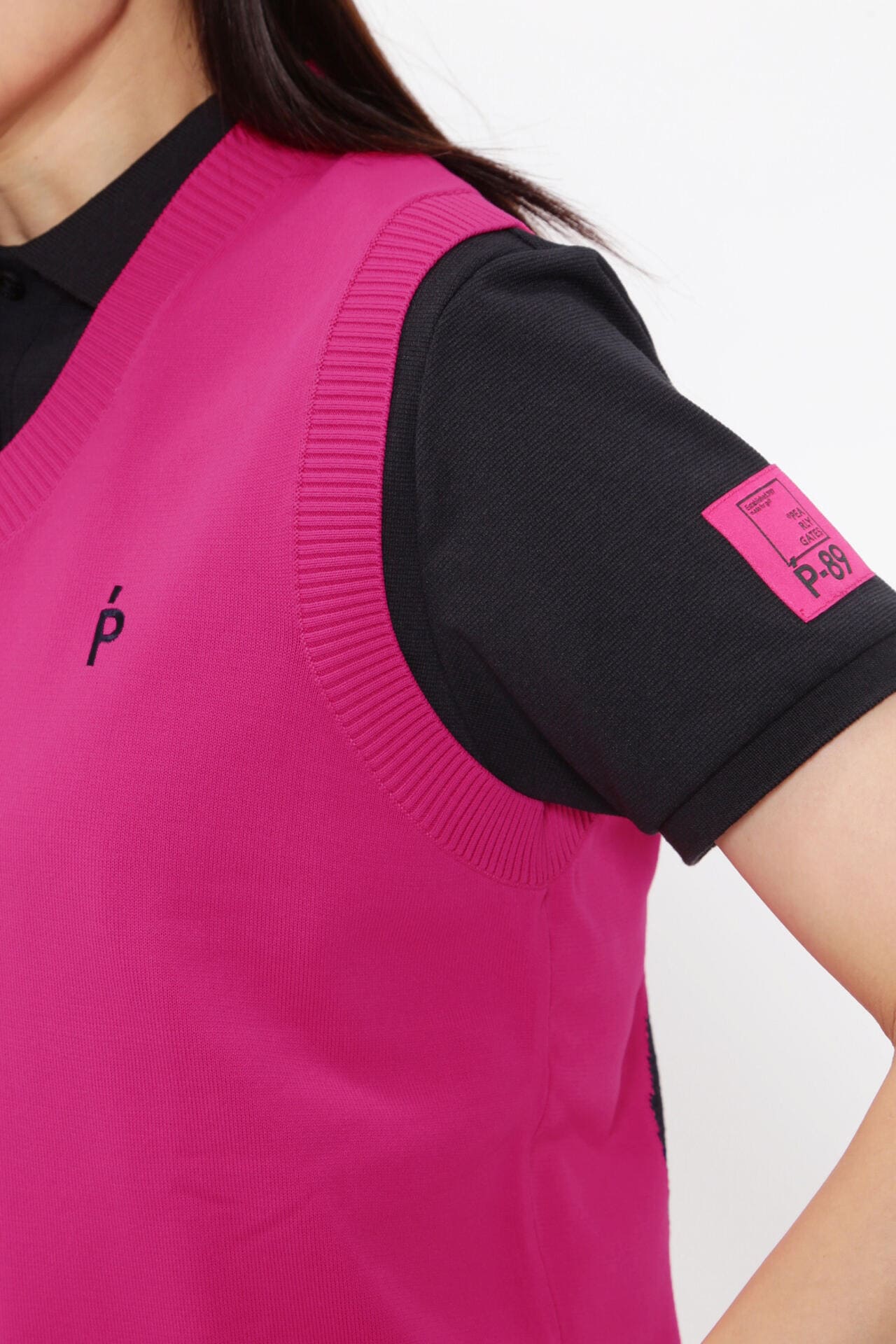光栓50 Vネックニットベストプルオーバー ＜Pink with BLACK＞