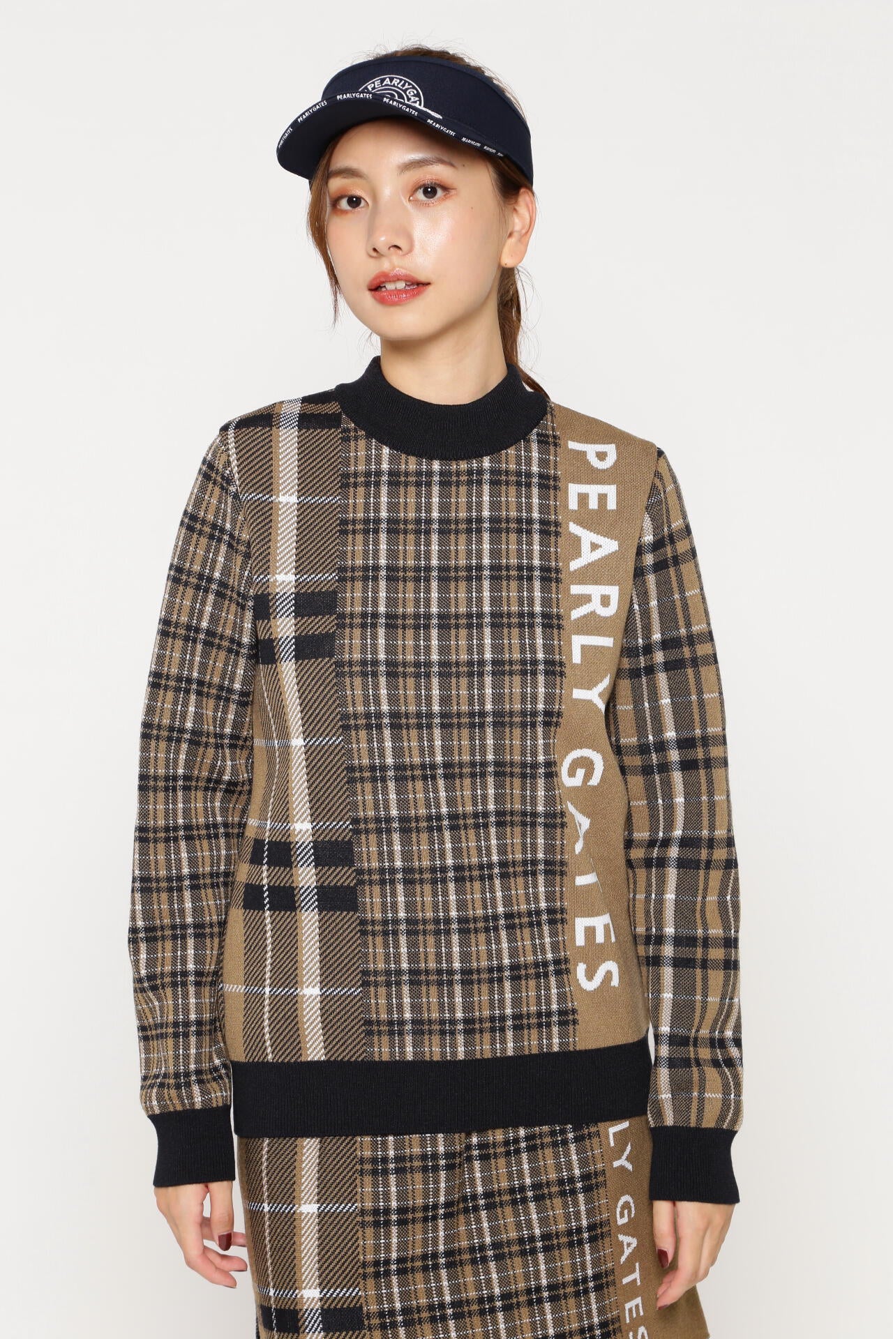 バウンドウール モックネックニットプルオーバー ＜CHECKシリーズ