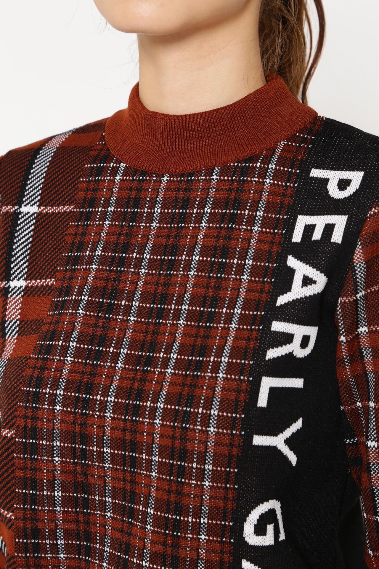 バウンドウール モックネックニットプルオーバー ＜CHECKシリーズ