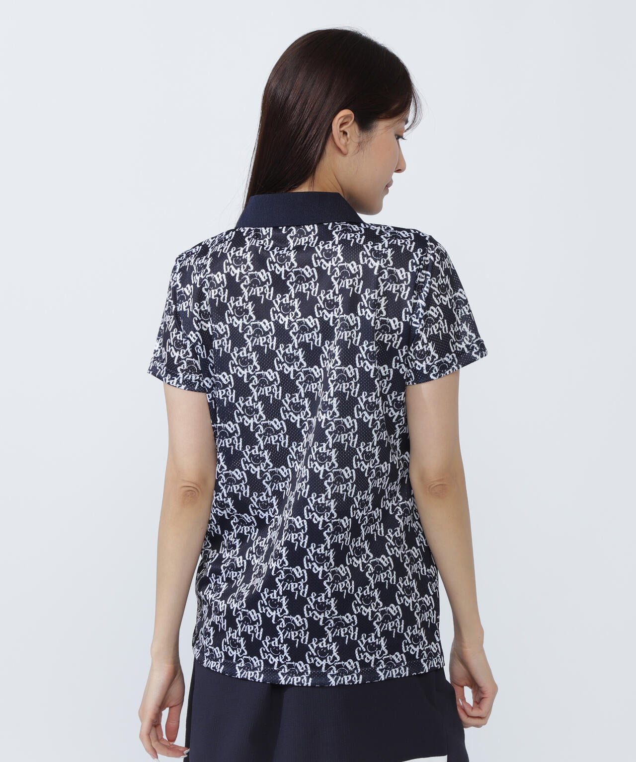 KAZEメッシュ半袖ポロシャツ ＜ロゴ総柄＞