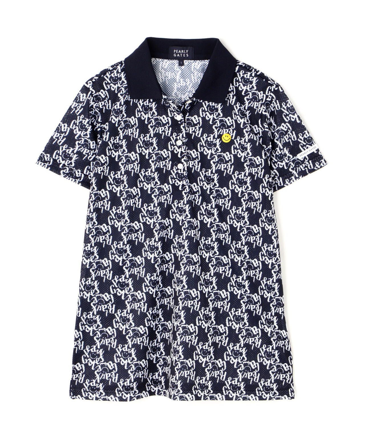 KAZEメッシュ半袖ポロシャツ ＜ロゴ総柄＞