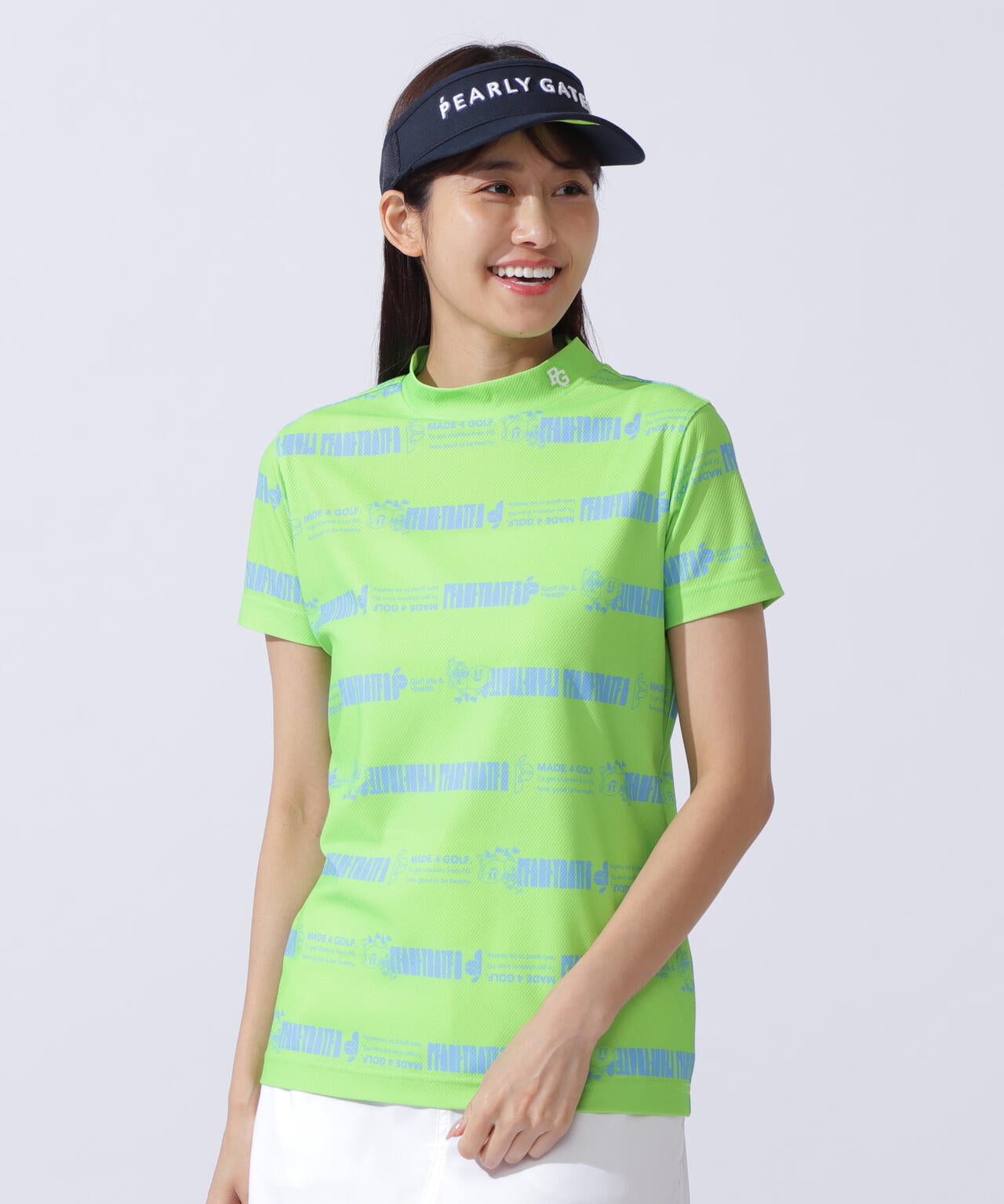 PEARLEY GATES パーリーゲイツ モックネック 半袖Tシャツ ボーダー PEARLEY GATES パーリーゲイツ モックネック 半袖Tシャツ ボーダー