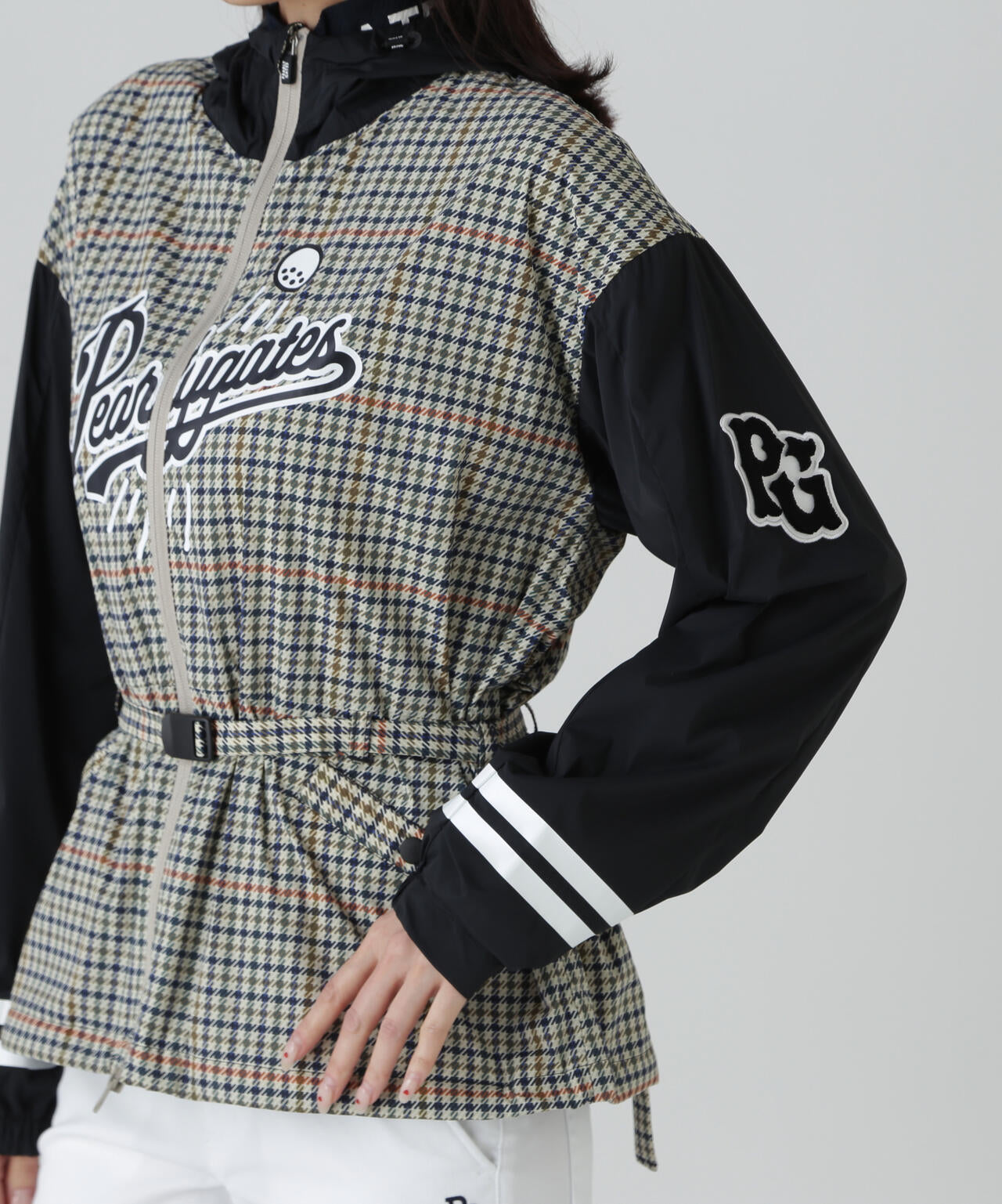 30dナイロンストレッチタフタフーディジャケット ＜ガンクラブチェック