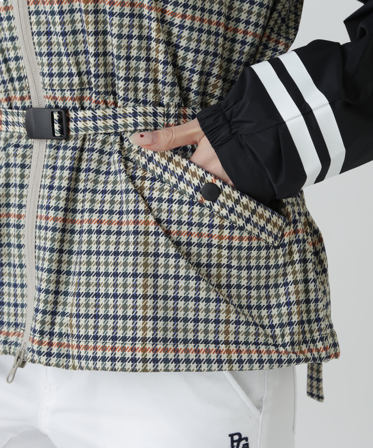 30dナイロンストレッチタフタフーディジャケット ＜ガンクラブチェック