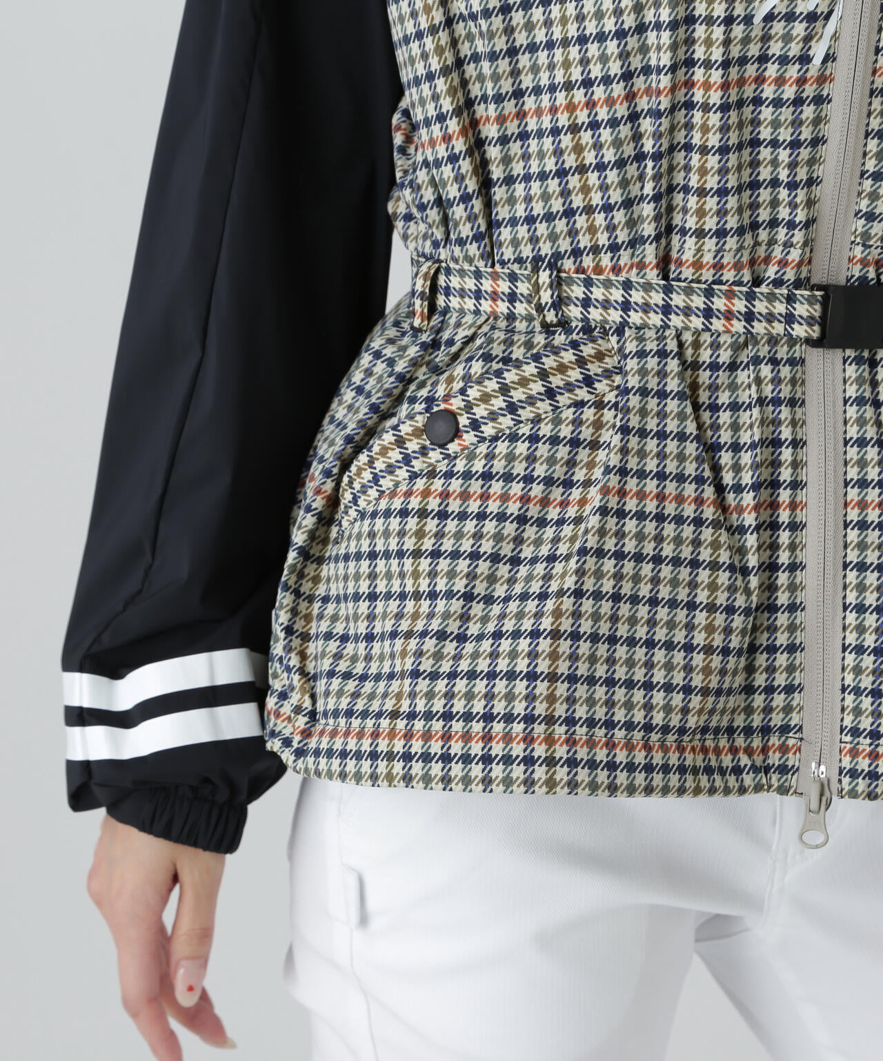 30dナイロンストレッチタフタフーディジャケット ＜ガンクラブチェック