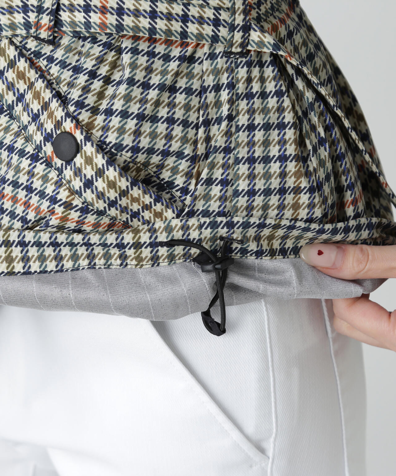 30dナイロンストレッチタフタフーディジャケット ＜ガンクラブチェック