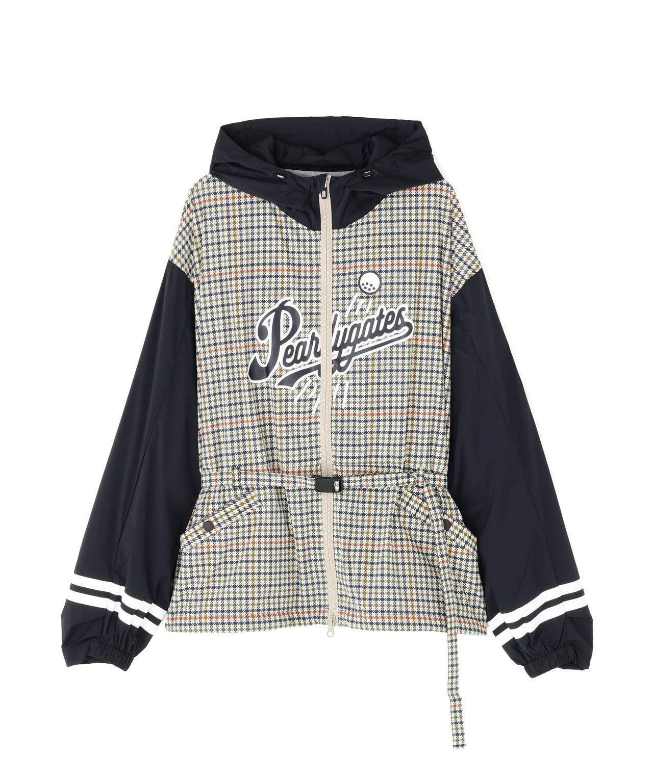 新品タグ付き パーリーゲイツ フード付ジャケット デカロゴ 速乾 ストレッチ パーリーゲイツ】エンブロイダリーロゴ ストレッチ 長袖 プルオーバー