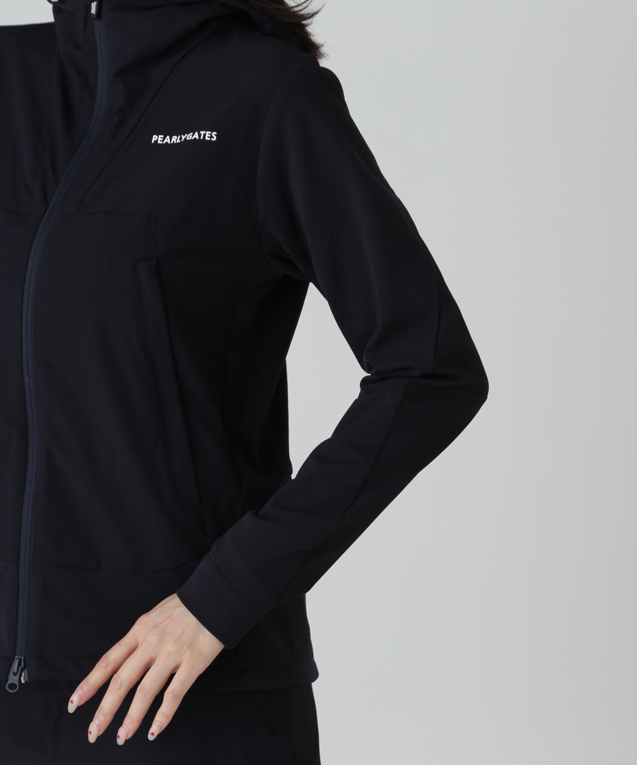 ✨美品✨パーリーゲイツ 蓄熱保温裏地付ニットブルゾン 89ロゴ 日本製 5 L 12G部分ジャガードカシミヤタッチコットンハイネックニットプル