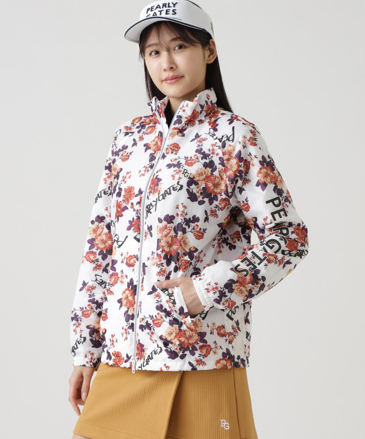 Peミニリップ中綿ジップアップブルゾン ＜繊細花柄＞