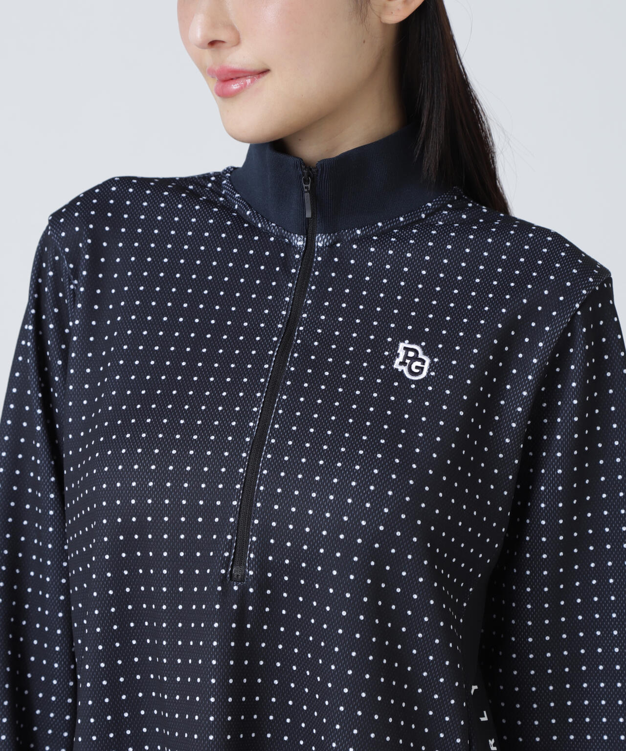 メッシュダンボール ハーフジップアップワンピース ＜ミニドット