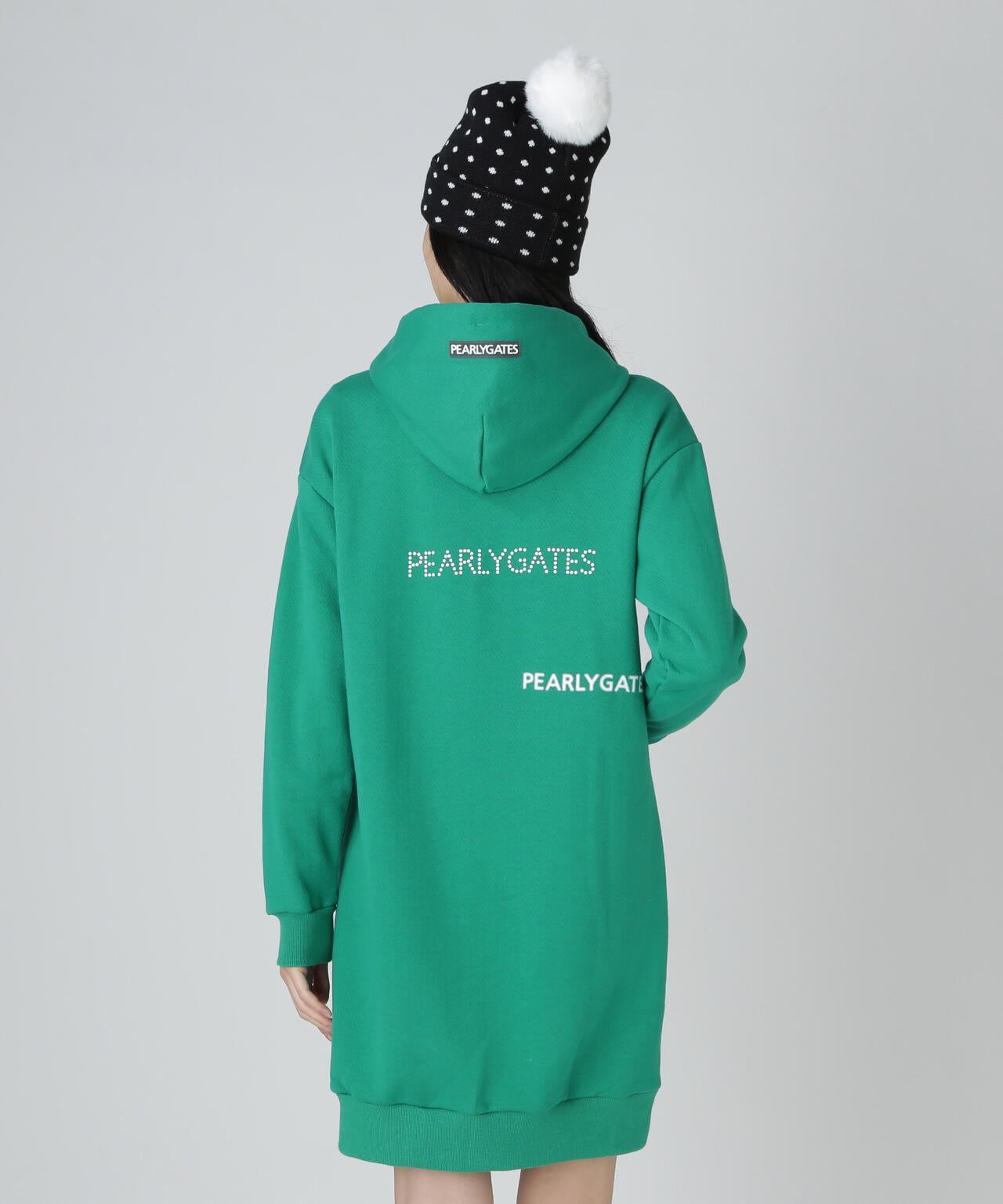 新品　パーリーゲイツ ドット柄フード付き裏起毛パーカー　サイズ１ ジグザグ裏毛ジャガードスウェットフーディワンピース | PEARLY GATES