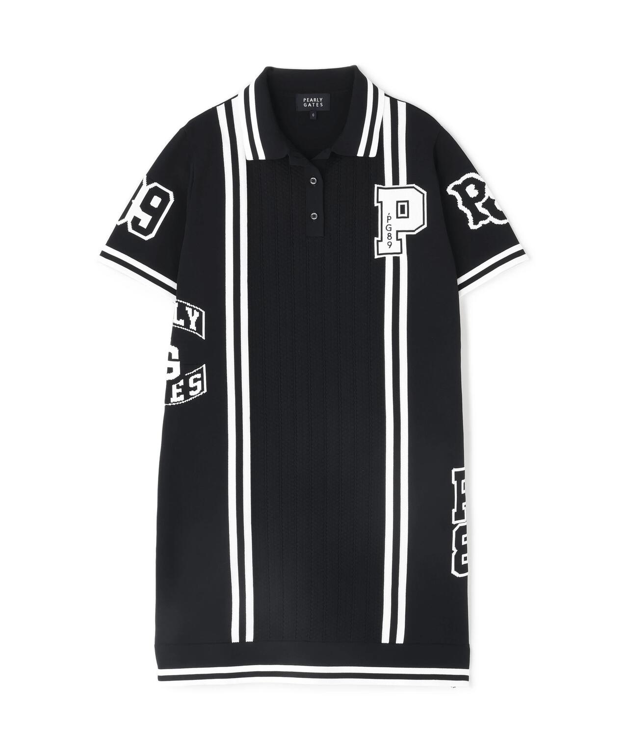 天竺×地柄 ポロニットワンピース