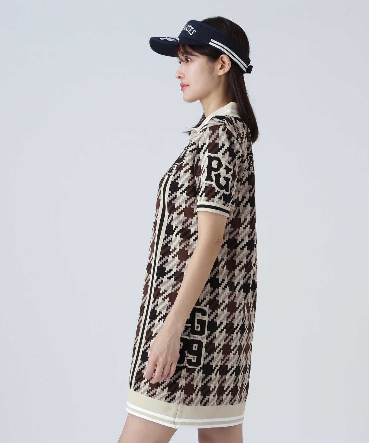 ジャガード ガンクラブチェック柄ポロニットワンピース | PEARLY GATES