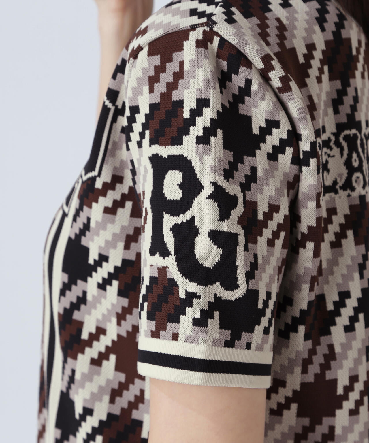 ジャガード ガンクラブチェック柄ポロニットワンピース | PEARLY