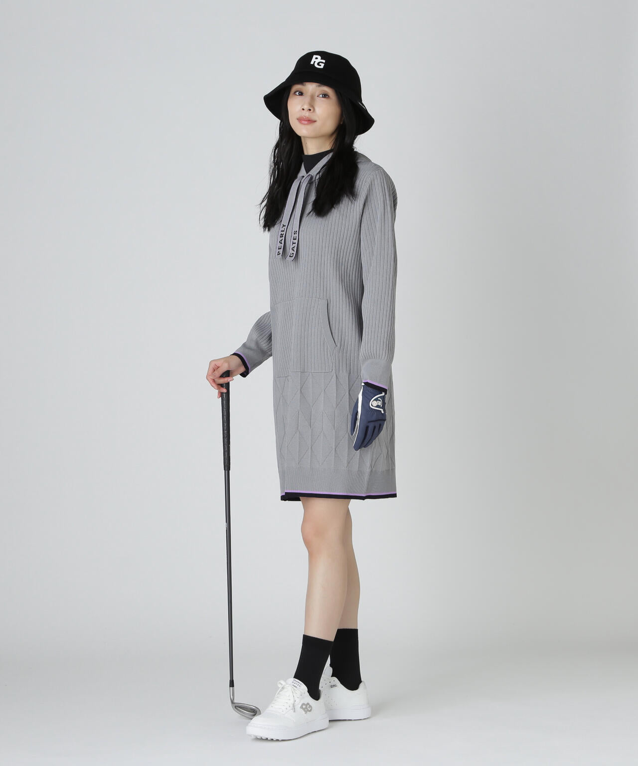 ポリエステルヤーンmmフーディニットワンピース | PEARLY GATES