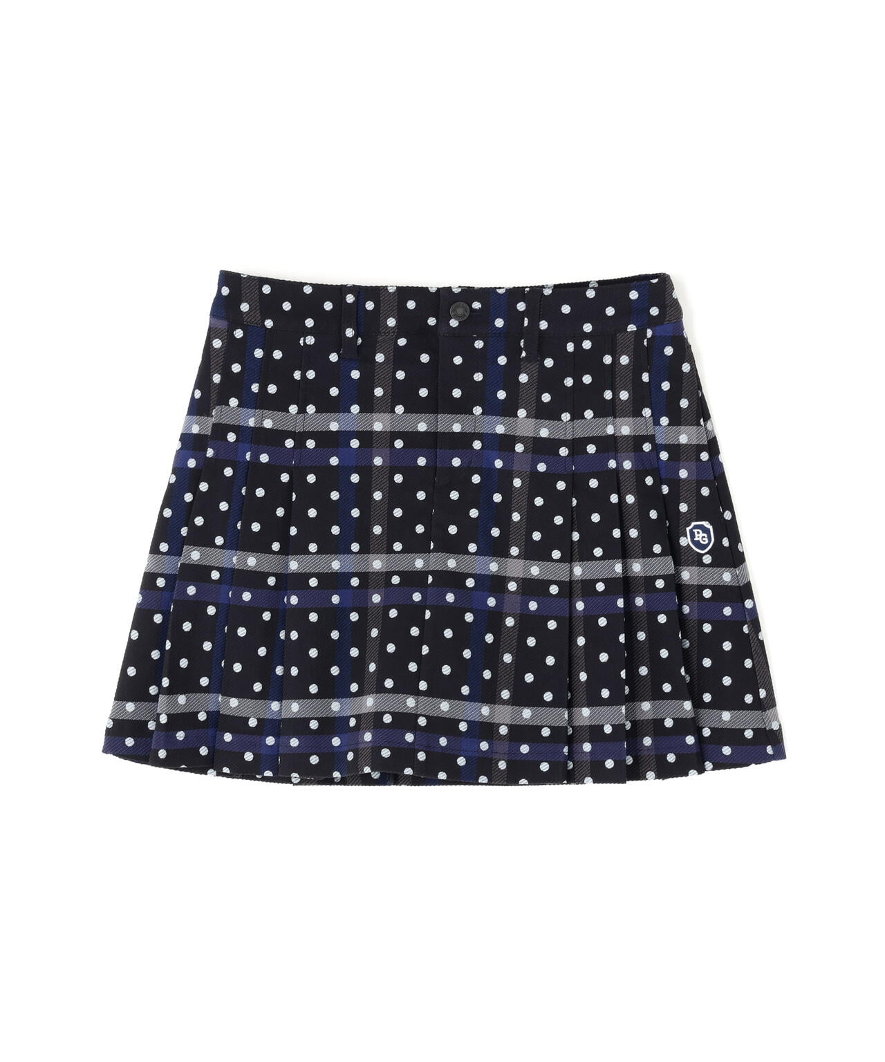 TRストレッチカルゼスカート ＜チェック×ドット柄＞