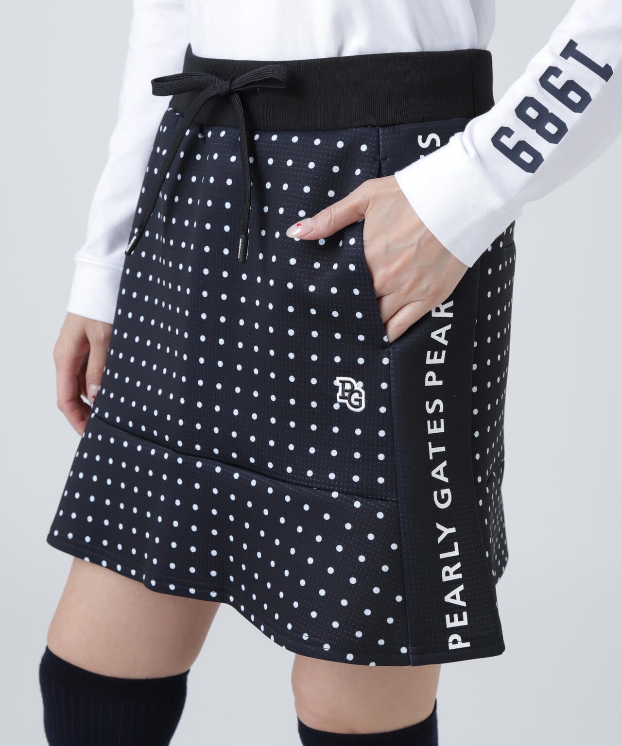 ダブルフェイススカート ＜ミニドット柄＞