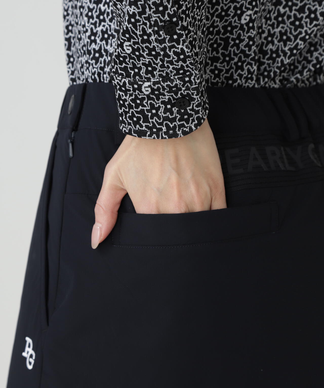 Peストレッチドビー中綿スカート